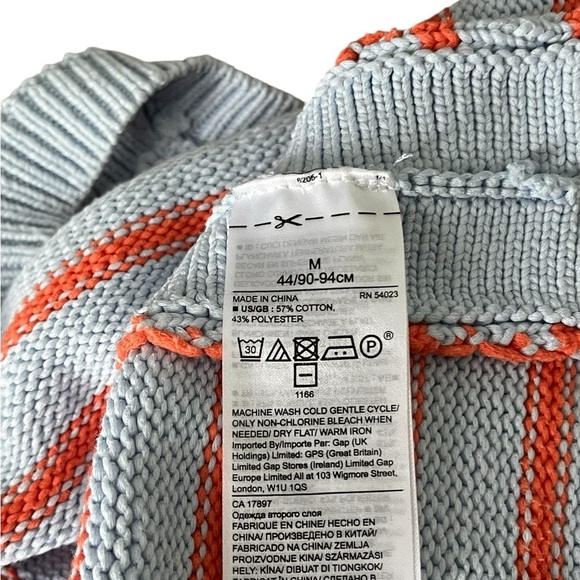 Banana Republic Medium Tank Top Sweater Light Blue and Orange Stripes - Picture 8 of 8